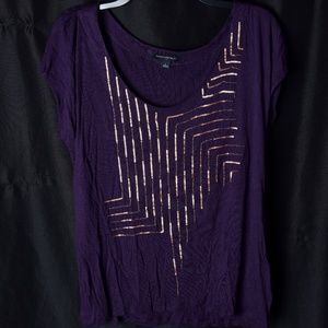 Purple Banana Republic shirt with Gold Beading